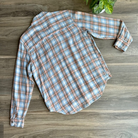 Universal Thread Blue/Tan Plaid Gauzy Cotton Button-Up Shirt Chest Pocket SizeXS - Picture 11 of 11